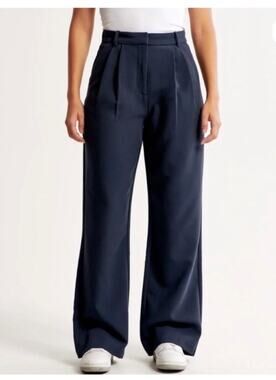 Abercrombie & Fitch Sloane Tailored Wide Leg Pants Navy Blue Size 30 / 10R